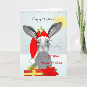 Cute Rabbit Christmas Holiday Personalized Special Card