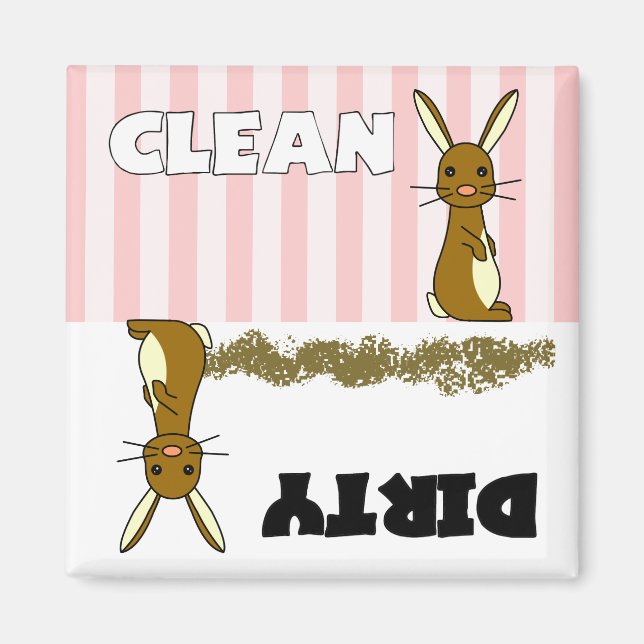 Cute Rabbit Clean / Dirty Dishwasher Magnet (Front)