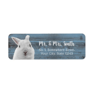 Cute Rabbit Dusty Blue Barn Wood Baby Shower