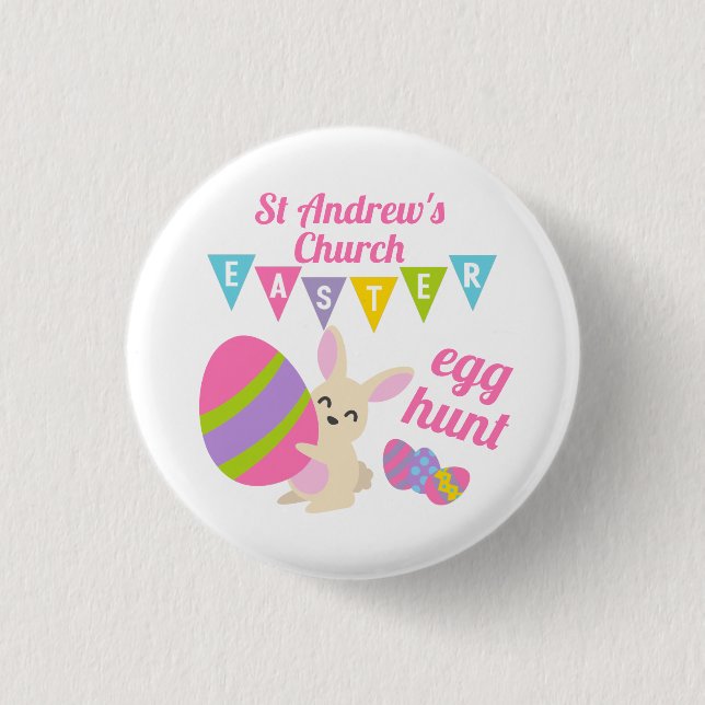Cute Rabbit Easter Egg Hunt 3 Cm Round Badge (Front)