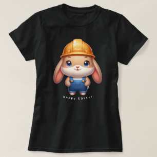Cute Rabbit Engineer Hoppy Easter Custom Name BL T-Shirt
