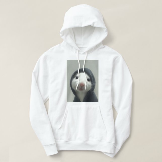 Cute Rabbit Face Pullover Hoodie (Design Front)