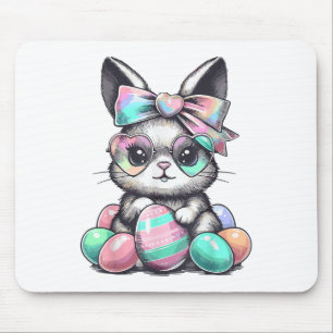 Cute Rabbit Face Tie Dye Gles Eggs Bunny Easter Da Mouse Mat