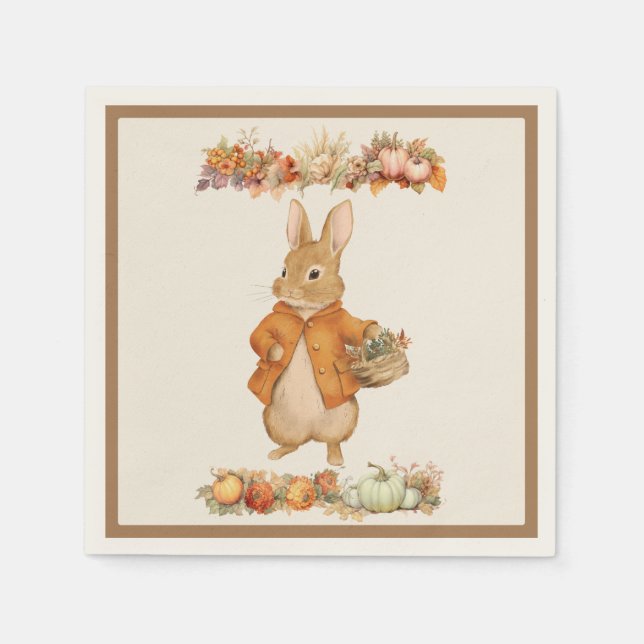 Cute Rabbit Fall Birthday Napkin (Front)