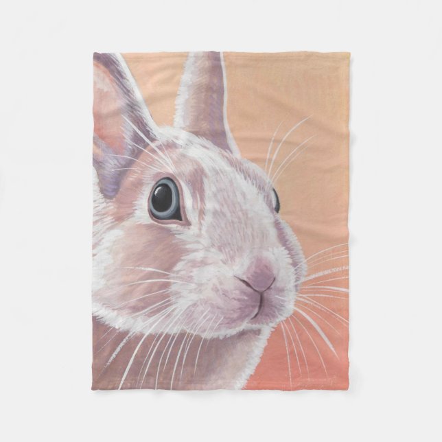 Cute Rabbit Fleece Blanket (Front)