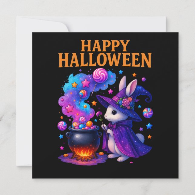 Cute Rabbit Halloween Greetings Card (Front)