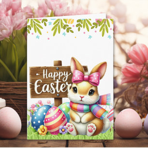 Cute Rabbit 'HAPPY EASTER' Card 