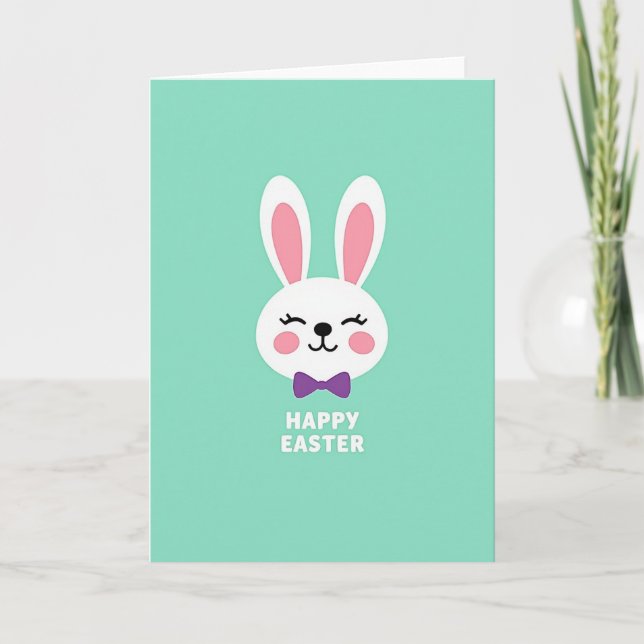 Cute Rabbit Head Pattern Card (Front)