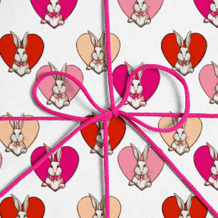Cute Rabbit & Heart Funny Adorable Valentine's Day Wrapping Paper