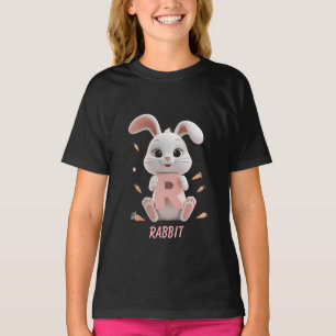 Cute Rabbit Kids T-Shirt   R is for Rabbit Alphabe