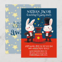 Cute Rabbit Magicians on Stage Magical Birthday