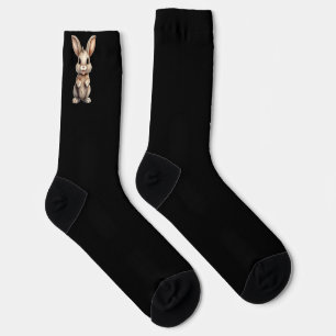 Cute rabbit on black socks