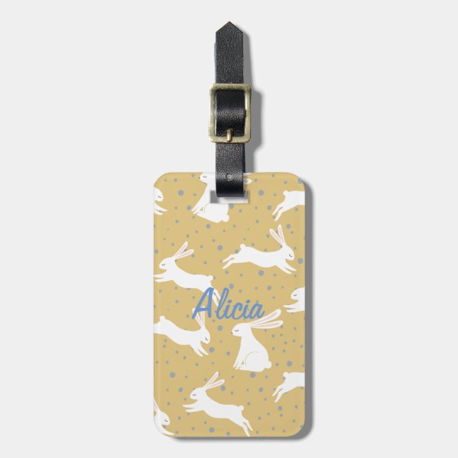 Cute Rabbit Pattern Design - Customisable Luggage Tag (Front Vertical)