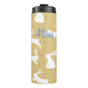 Cute Rabbit Pattern Design - Customisable Thermal Tumbler