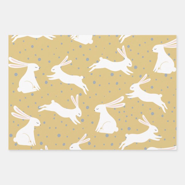 Cute Rabbit Pattern Design Wrapping Paper Sheet (Front)
