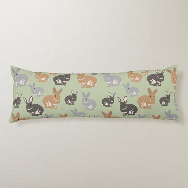 Cute Rabbit Pattern Neutral Colours  Body Cushion (Front)