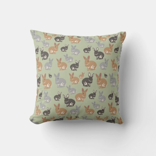 Cute Rabbit Pattern Neutral Colours  Cushion (Front)
