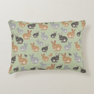 Cute Rabbit Pattern Neutral Colours Decorative Cushion