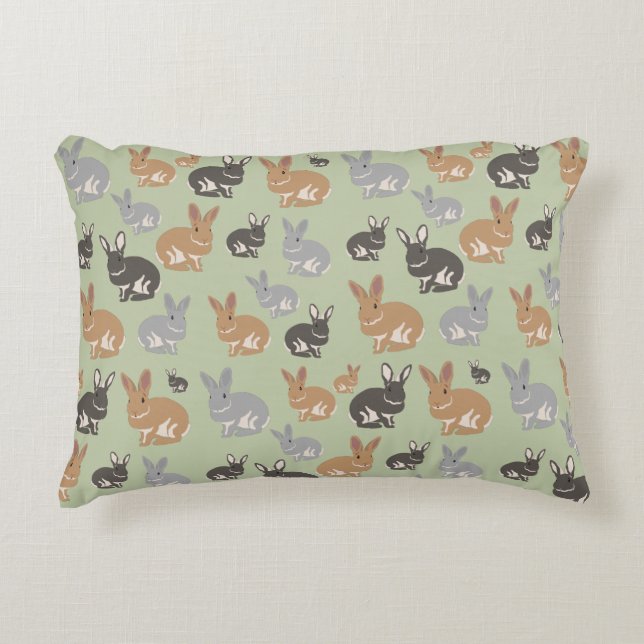 Cute Rabbit Pattern Neutral Colours Decorative Cushion (Front)