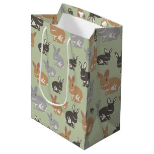 Cute Rabbit Pattern Neutral Colours  Medium Gift Bag