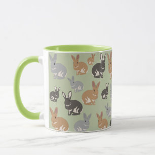 Cute Rabbit Pattern Neutral Colours Mug