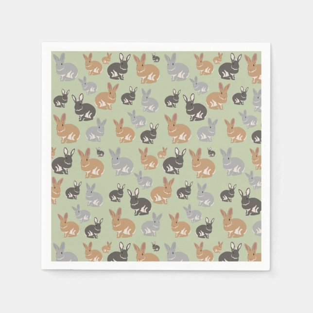 Cute Rabbit Pattern Neutral Colours  Napkin (Front)