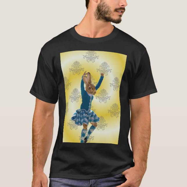 Cute rabbit Scottish highland dancer T-Shirt (Front)