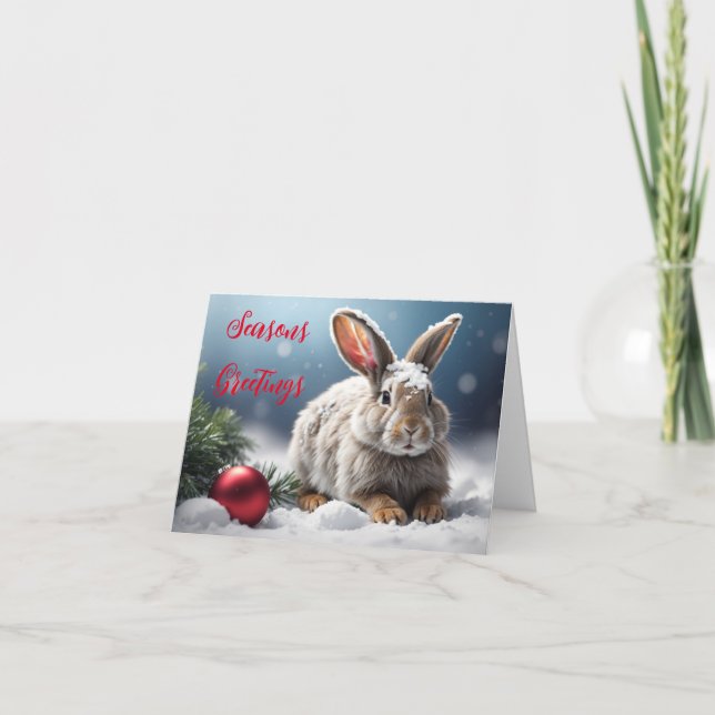 Cute Rabbit Seasons Greetings Card (Front)