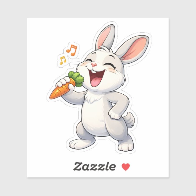 Cute Rabbit Singing Custom-Cut Vinyl Sticker (Sheet)