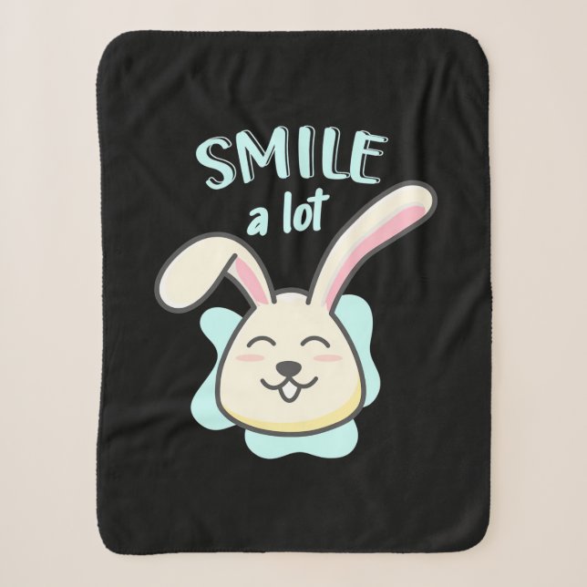Cute Rabbit Smile A Lot Sherpa Blanket (Front)