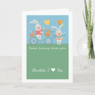 Cute Rabbit Some Bunny Loves You Personalised Card