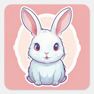 cute rabbit square sticker