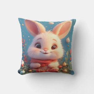 Cute Rabbit Surrounded by Decorations Cushion