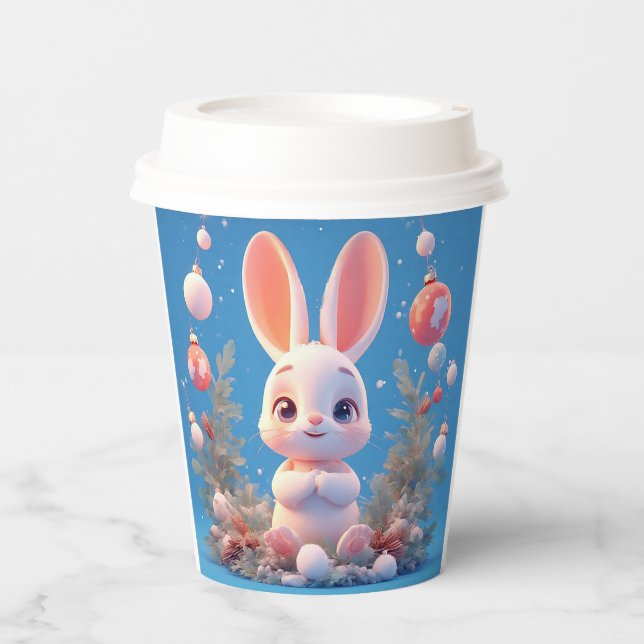 Cute Rabbit Surrounded by Decorations Paper Cups (Front)
