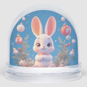 Cute Rabbit Surrounded by Decorations Snowglobe