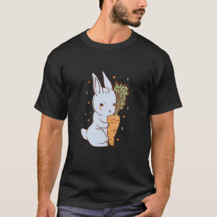 Cute rabbit that hugs a carrot with hearts T-Shirt
