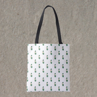 Cute Rabbit Trombone Player Green Gold Pattern Tote Bag