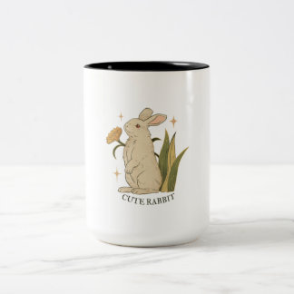 cute rabbit Two-Tone coffee mug