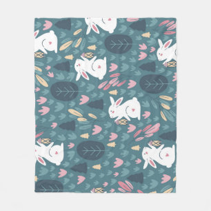 Cute rabbit: vintage seamless print. fleece blanket