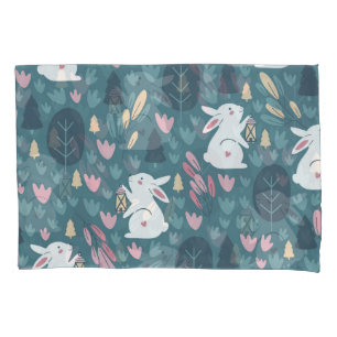 Cute rabbit: vintage seamless print. pillowcase