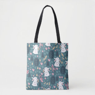Cute rabbit: vintage seamless print. tote bag
