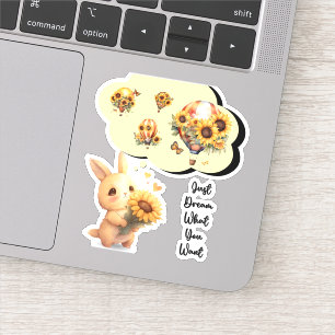 Cute Rabbit Vinyl Sticker   Dream What You Want
