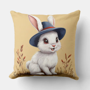 Cute Rabbit Wearing a Hat Cushion