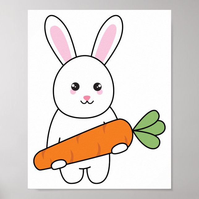 cute rabbit with carrot poster (Front)