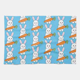 cute rabbit with carrot tea towel