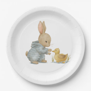 cute rabbit with duck paper plate