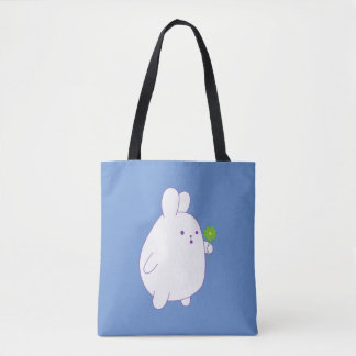 cute rabbit with flower tote bag
