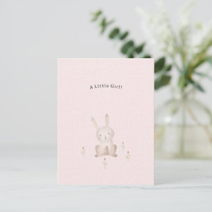 Cute Rabbit With Flowers Baby Girl Daughter Postcard