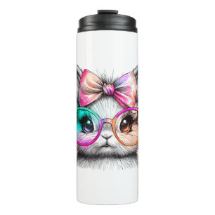 Cute Rabbit with Glasses Tie-Dye Easter Day Bunny Thermal Tumbler