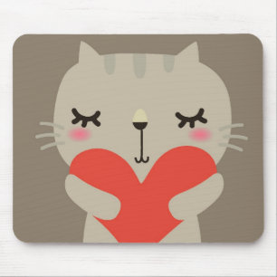 Cute rabbit with love mouse mat